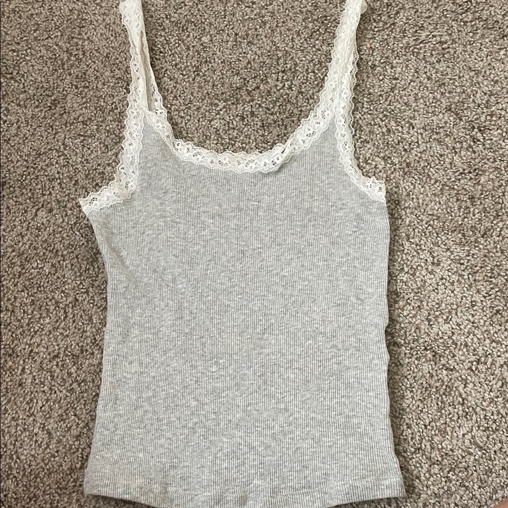 Divided Gray Camisole with Lace Trim